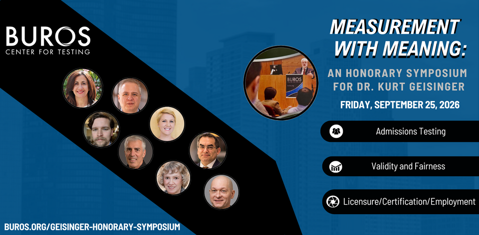 Buros symposium announcement with speakers and September 25, 2026 on a blue and black background.