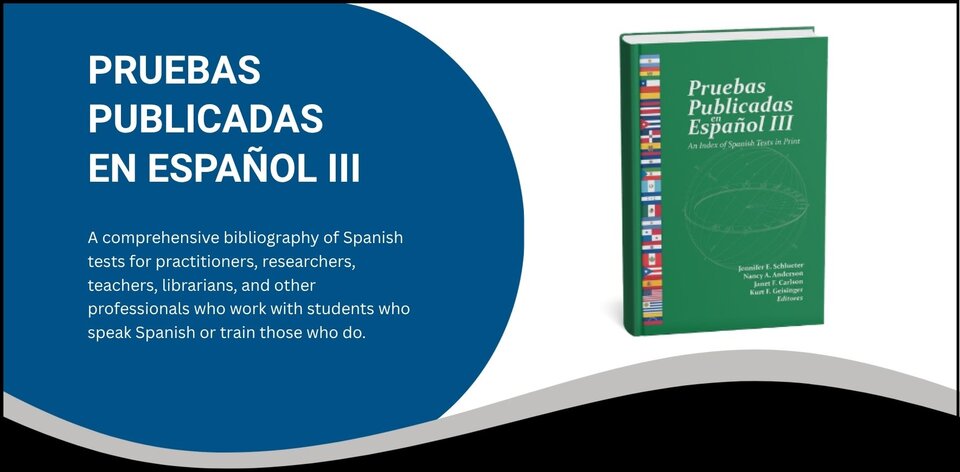 PRUEBAS PUBLICADAS EN ESPAÑOL III book cover on a blue and white graphic background.